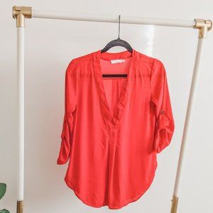 Lush Red 3/4 Sleeve Blouse